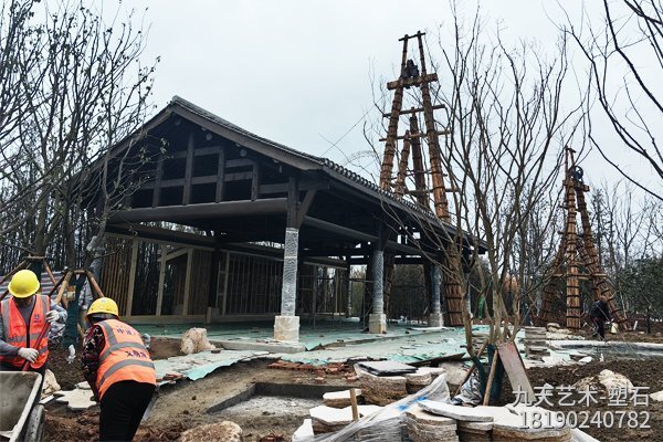 成都園博會自貢園塑石景觀施工中